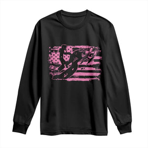 Snowmobile Snowcross Girls Pink American Flag Long Sleeve Shirt TS11 Black Print Your Wear