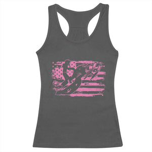 Snowmobile Snowcross Girls Pink American Flag Racerback Tank Top TS11 Dark Heather Print Your Wear