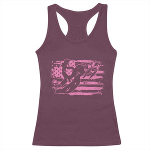 Snowmobile Snowcross Girls Pink American Flag Racerback Tank Top TS11 Maroon Print Your Wear