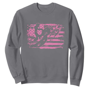 Snowmobile Snowcross Girls Pink American Flag Sweatshirt TS11 Charcoal Print Your Wear