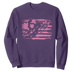 Snowmobile Snowcross Girls Pink American Flag Sweatshirt TS11 Purple Print Your Wear