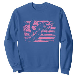 Snowmobile Snowcross Girls Pink American Flag Sweatshirt TS11 Royal Blue Print Your Wear