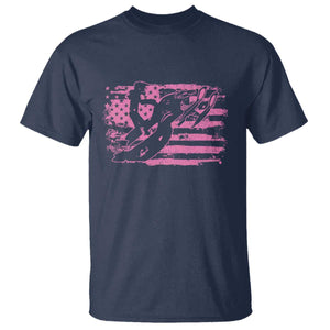 Snowmobile Snowcross Girls Pink American Flag T Shirt TS11 Navy Print Your Wear