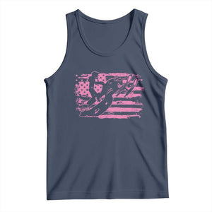 Snowmobile Snowcross Girls Pink American Flag Tank Top TS11 Navy Print Your Wear