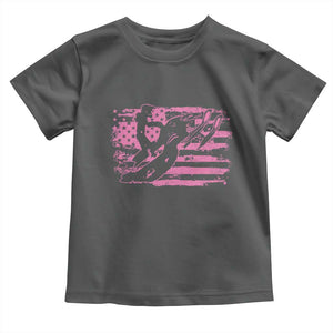 Snowmobile Snowcross Girls Pink American Flag Toddler T Shirt TS11 Dark Heather Print Your Wear