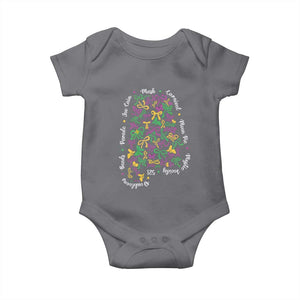 Funny Mardi Gras Alabama Map Coquette Bow Baby Onesie Moon Pie Carnival Joe Cain Beads TS11 Charcoal Print Your Wear