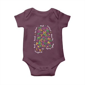 Funny Mardi Gras Alabama Map Coquette Bow Baby Onesie Moon Pie Carnival Joe Cain Beads TS11 Maroon Print Your Wear
