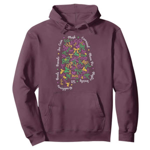 Funny Mardi Gras Alabama Map Coquette Bow Hoodie Moon Pie Carnival Joe Cain Beads TS11 Maroon Print Your Wear
