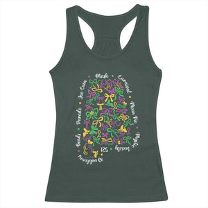 Funny Mardi Gras Alabama Map Coquette Bow Racerback Tank Top Moon Pie Carnival Joe Cain Beads TS11 Dark Forest Green Print Your Wear