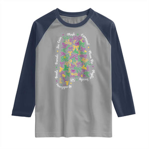 Funny Mardi Gras Alabama Map Coquette Bow Raglan Shirt Moon Pie Carnival Joe Cain Beads TS11 Sport Gray Navy Print Your Wear