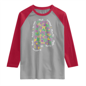 Funny Mardi Gras Alabama Map Coquette Bow Raglan Shirt Moon Pie Carnival Joe Cain Beads TS11 Sport Gray Red Print Your Wear