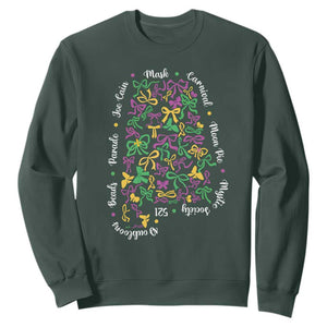 Funny Mardi Gras Alabama Map Coquette Bow Sweatshirt Moon Pie Carnival Joe Cain Beads TS11 Dark Forest Green Print Your Wear