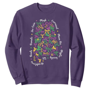 Funny Mardi Gras Alabama Map Coquette Bow Sweatshirt Moon Pie Carnival Joe Cain Beads TS11 Purple Print Your Wear
