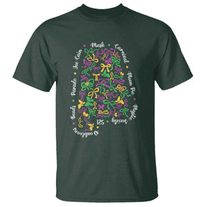 Funny Mardi Gras Alabama Map Coquette Bow T Shirt Moon Pie Carnival Joe Cain Beads TS11 Dark Forest Green Print Your Wear