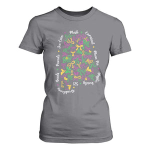 Funny Mardi Gras Alabama Map Coquette Bow T Shirt For Women Moon Pie Carnival Joe Cain Beads TS11 Charcoal Print Your Wear