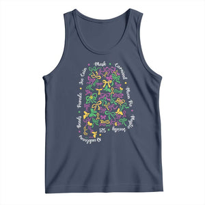 Funny Mardi Gras Alabama Map Coquette Bow Tank Top Moon Pie Carnival Joe Cain Beads TS11 Navy Print Your Wear
