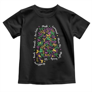 Funny Mardi Gras Alabama Map Coquette Bow Toddler T Shirt Moon Pie Carnival Joe Cain Beads TS11 Black Print Your Wear