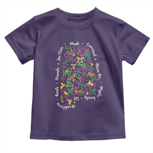 Funny Mardi Gras Alabama Map Coquette Bow Toddler T Shirt Moon Pie Carnival Joe Cain Beads TS11 Purple Print Your Wear