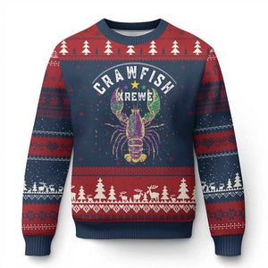 Funny Cajun Crawfish Boil Mardi Gras Ugly Christmas Sweater Crawfish Krewe TS11 Navy Red Print Your Wear