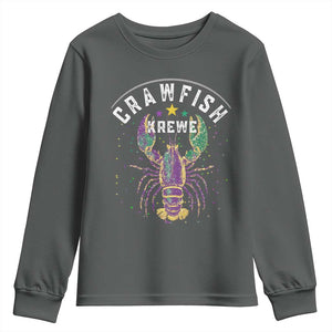 Funny Cajun Crawfish Boil Mardi Gras Youth Sweatshirt Crawfish Krewe TS11 Dark Heather Print Your Wear