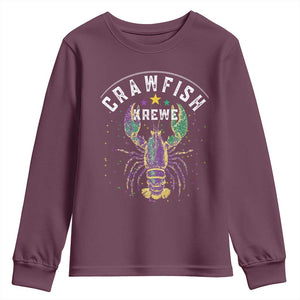 Funny Cajun Crawfish Boil Mardi Gras Youth Sweatshirt Crawfish Krewe TS11 Maroon Print Your Wear