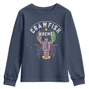 Funny Cajun Crawfish Boil Mardi Gras Youth Sweatshirt Crawfish Krewe TS11 Navy Print Your Wear