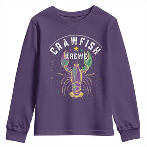 Funny Cajun Crawfish Boil Mardi Gras Youth Sweatshirt Crawfish Krewe TS11 Purple Print Your Wear