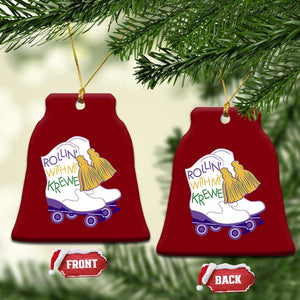 Funny Mardi Gras Ceramic Ornament Rollin' With My Krewe Marching Boots Carnival Party TS11 Print Your Wear