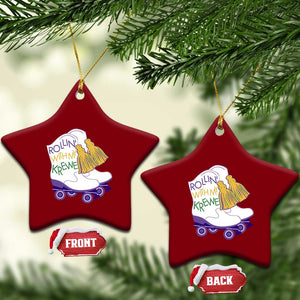 Funny Mardi Gras Ceramic Ornament Rollin' With My Krewe Marching Boots Carnival Party TS11 Print Your Wear