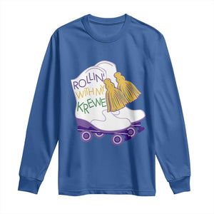 Funny Mardi Gras Long Sleeve Shirt Rollin' With My Krewe Marching Boots Carnival Party TS11 Royal Blue Print Your Wear