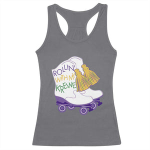 Funny Mardi Gras Racerback Tank Top Rollin' With My Krewe Marching Boots Carnival Party TS11 Charcoal Print Your Wear