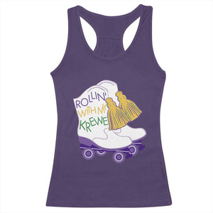 Funny Mardi Gras Racerback Tank Top Rollin' With My Krewe Marching Boots Carnival Party TS11 Purple Print Your Wear