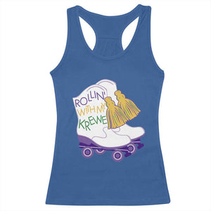 Funny Mardi Gras Racerback Tank Top Rollin' With My Krewe Marching Boots Carnival Party TS11 Royal Blue Print Your Wear