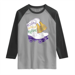 Funny Mardi Gras Raglan Shirt Rollin' With My Krewe Marching Boots Carnival Party TS11 Sport Gray Black Print Your Wear