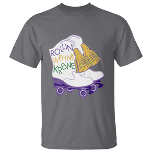 Funny Mardi Gras T Shirt Rollin' With My Krewe Marching Boots Carnival Party TS11 Charcoal Print Your Wear