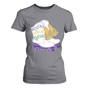 Funny Mardi Gras T Shirt For Women Rollin' With My Krewe Marching Boots Carnival Party TS11 Charcoal Print Your Wear