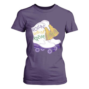 Funny Mardi Gras T Shirt For Women Rollin' With My Krewe Marching Boots Carnival Party TS11 Purple Print Your Wear