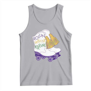 Funny Mardi Gras Tank Top Rollin' With My Krewe Marching Boots Carnival Party TS11 Athletic Heather Print Your Wear