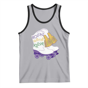 Funny Mardi Gras Tank Top Rollin' With My Krewe Marching Boots Carnival Party TS11 Athletic Heather Black Print Your Wear