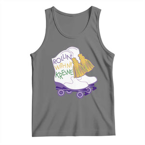 Funny Mardi Gras Tank Top Rollin' With My Krewe Marching Boots Carnival Party TS11 Black Heather Print Your Wear