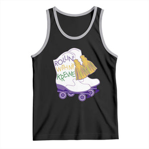 Funny Mardi Gras Tank Top Rollin' With My Krewe Marching Boots Carnival Party TS11 Black Athletic Heather Print Your Wear