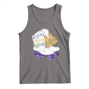 Funny Mardi Gras Tank Top Rollin' With My Krewe Marching Boots Carnival Party TS11 Deep Heather Print Your Wear