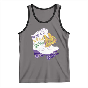 Funny Mardi Gras Tank Top Rollin' With My Krewe Marching Boots Carnival Party TS11 Deep Heather Black Print Your Wear