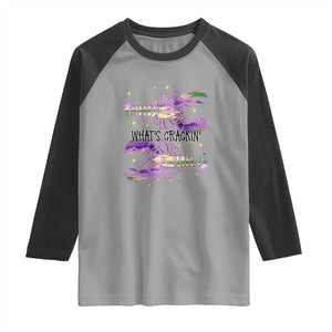 Funny Cajun Crawfish Boil Mardi Gras Raglan Shirt What's Crackin TS11 Sport Gray Black Print Your Wear