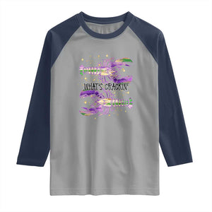 Funny Cajun Crawfish Boil Mardi Gras Raglan Shirt What's Crackin TS11 Sport Gray Navy Print Your Wear