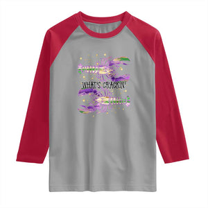 Funny Cajun Crawfish Boil Mardi Gras Raglan Shirt What's Crackin TS11 Sport Gray Red Print Your Wear
