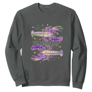 Funny Cajun Crawfish Boil Mardi Gras Sweatshirt What's Crackin TS11 Dark Heather Print Your Wear