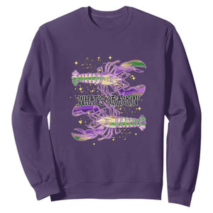 Funny Cajun Crawfish Boil Mardi Gras Sweatshirt What's Crackin TS11 Purple Print Your Wear