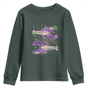 Funny Cajun Crawfish Boil Mardi Gras Youth Sweatshirt What's Crackin TS11 Dark Forest Green Print Your Wear