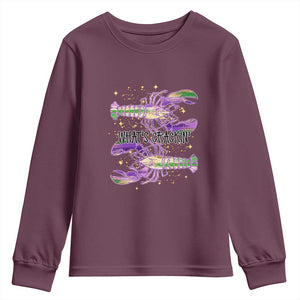 Funny Cajun Crawfish Boil Mardi Gras Youth Sweatshirt What's Crackin TS11 Maroon Print Your Wear